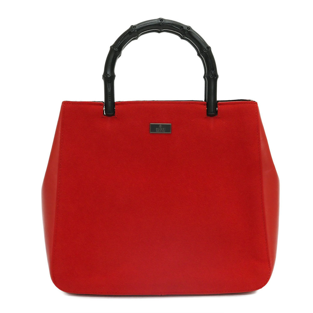Gucci Bamboo Suede Handbag Red